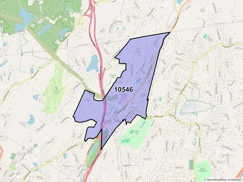 Map of Millwood, New York and ZIP codes