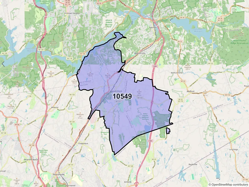 Map of ZIP Code 10549 — Mount Kisco, NY
