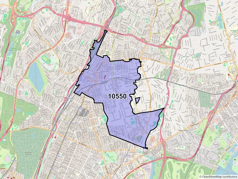 Map of ZIP Code 10550 — Mount Vernon, NY