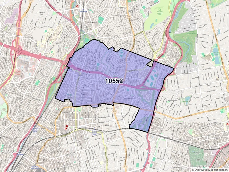 Map of ZIP Code 10552 — Mount Vernon, NY