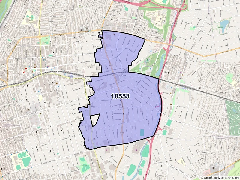 Map of ZIP Code 10553 — Mount Vernon, NY