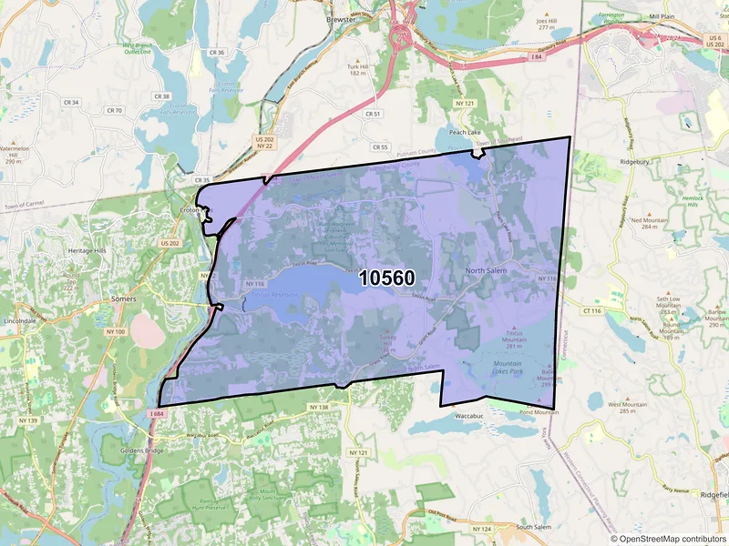 Map of ZIP Code 10560 — North Salem, NY