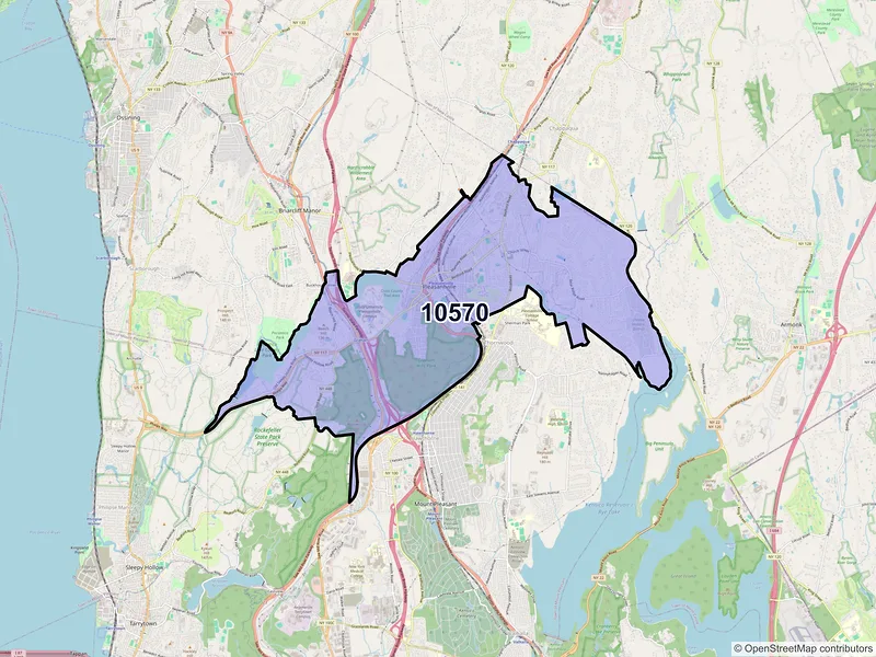 Map of ZIP Code 10570 — Pleasantville, NY