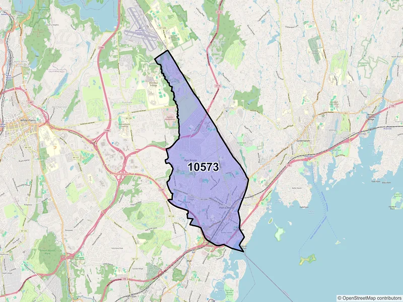 Map of Port Chester, New York and ZIP codes