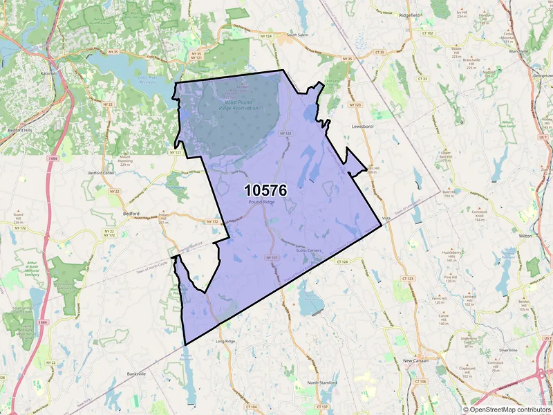 Map of ZIP Code 10576 — Pound Ridge, NY