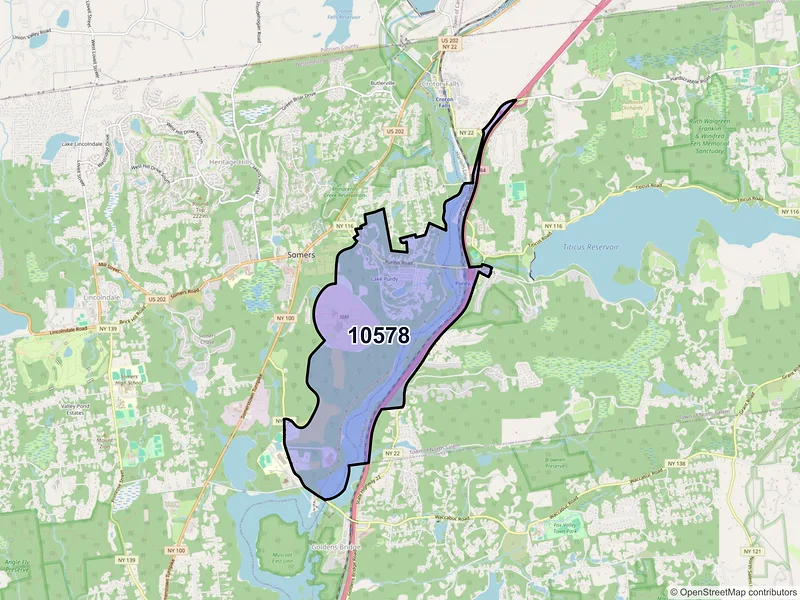 Map of Purdys, New York and ZIP codes