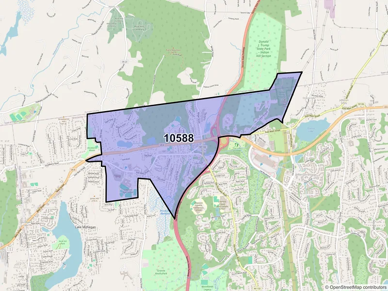 Map of Shrub Oak, New York and ZIP codes