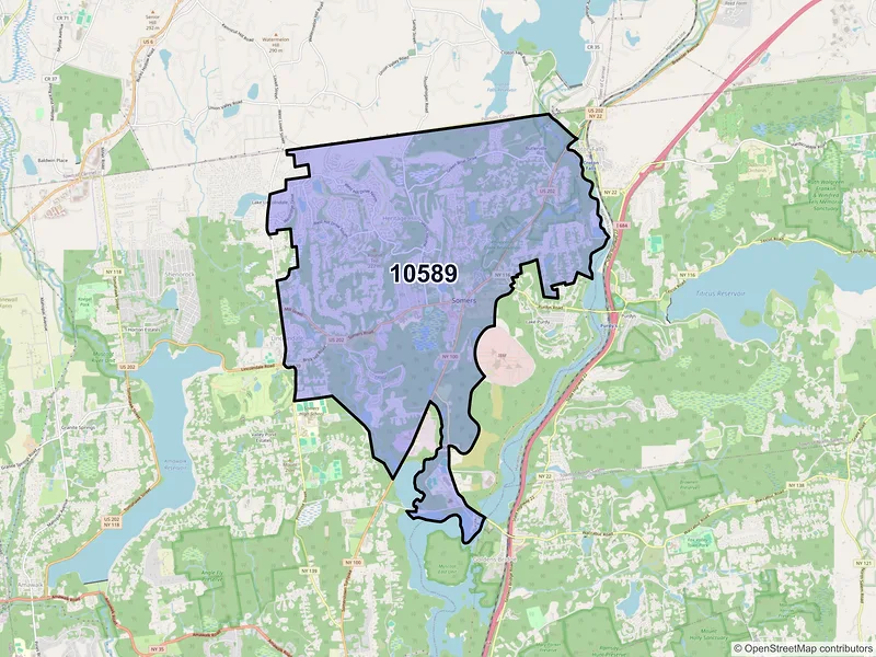Map of Somers, New York and ZIP codes