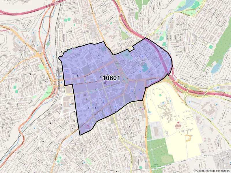 Map of ZIP Code 10601 — White Plains, NY