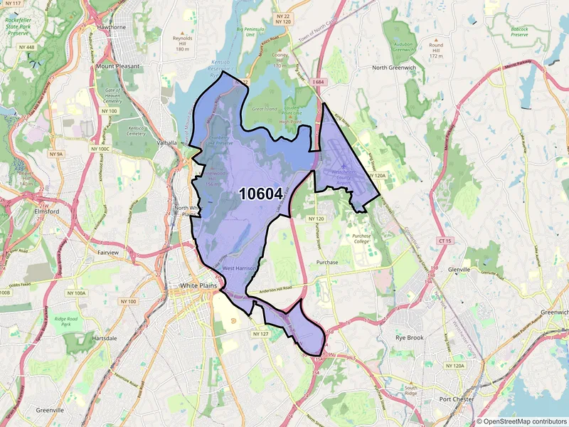 Map of ZIP Code 10604 — West Harrison, NY