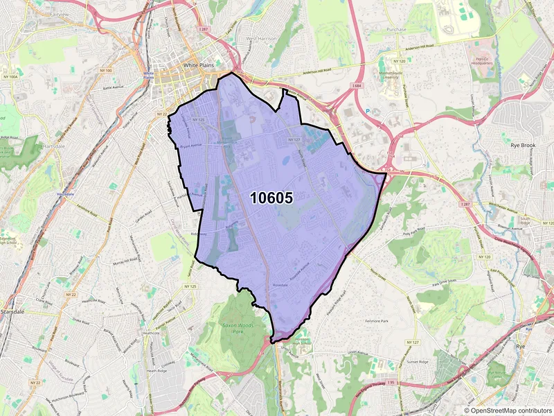 Map of ZIP Code 10605 — White Plains, NY
