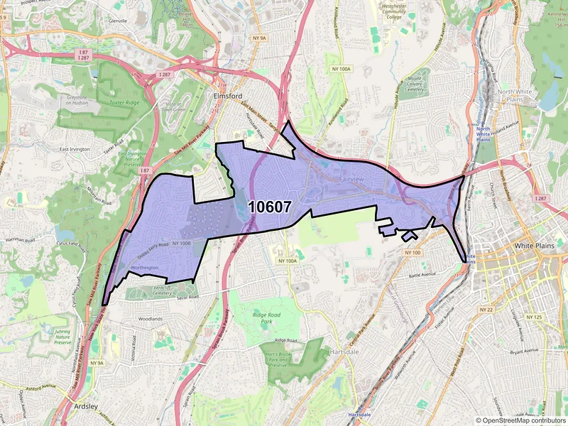 Map of ZIP Code 10607 — White Plains, NY