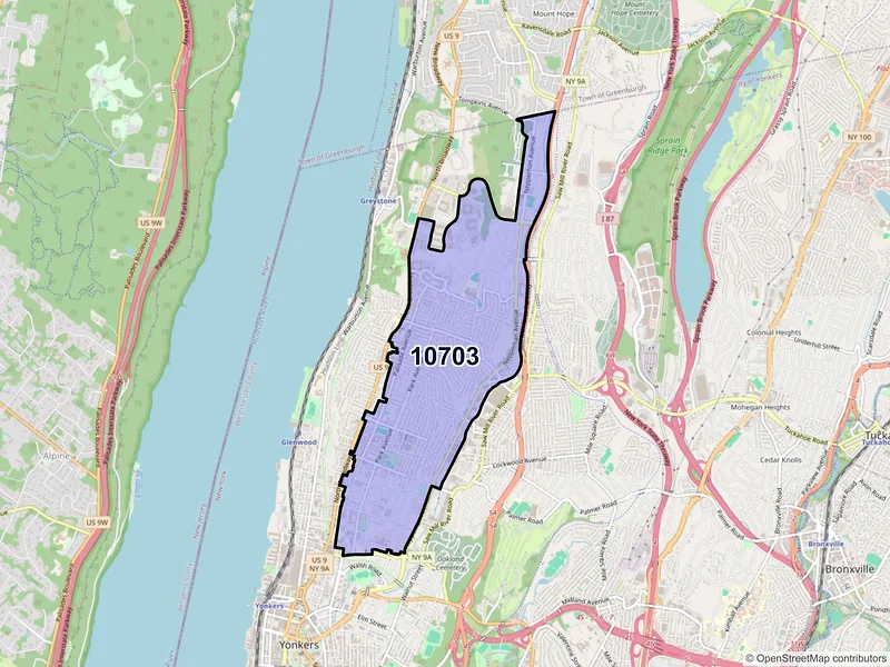 Map of ZIP Code 10703 — Yonkers, NY
