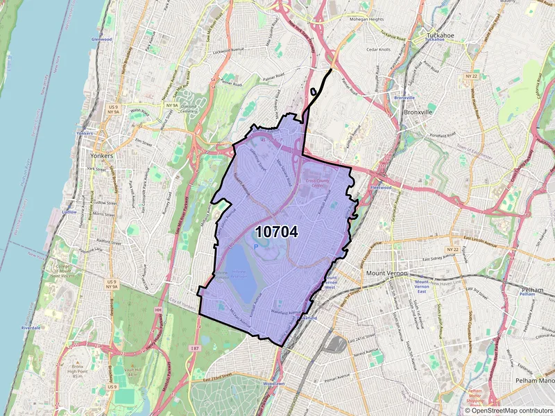 Map of ZIP Code 10704 — Yonkers, NY
