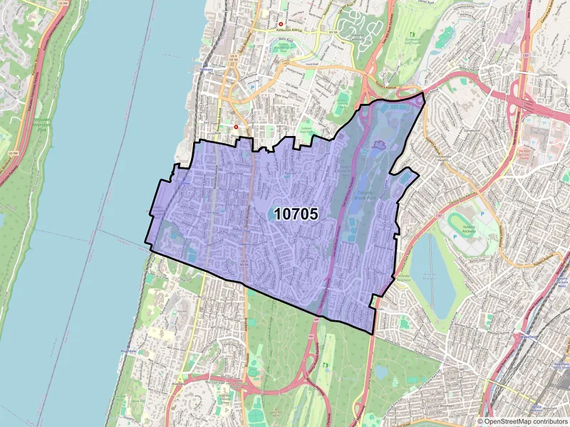 Map of ZIP Code 10705 — Yonkers, NY