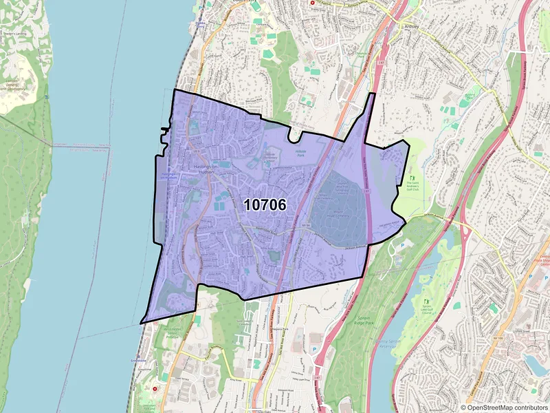 Map of ZIP Code 10706 — Hastings on Hudson, NY