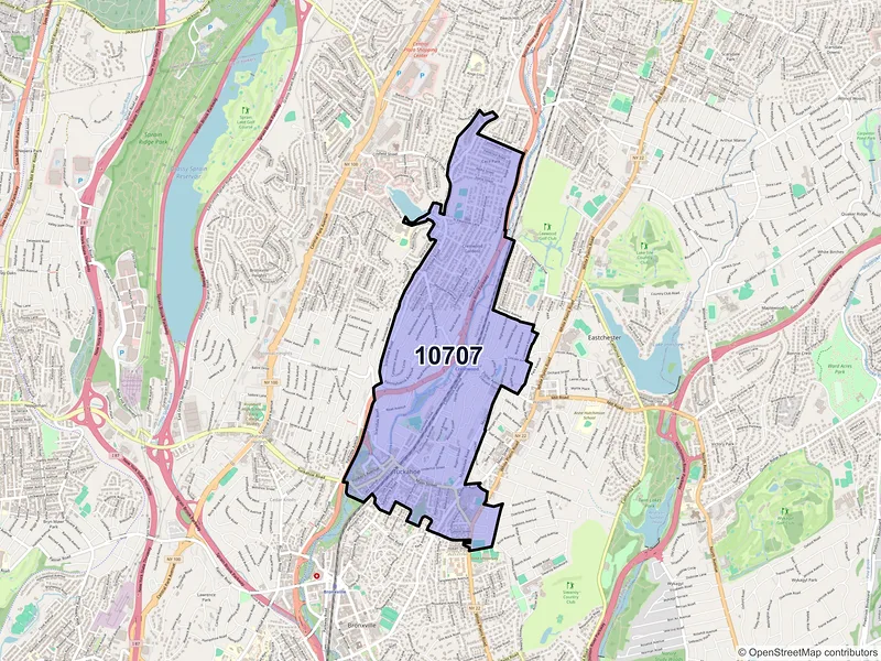 Map of ZIP Code 10707 — Tuckahoe, NY