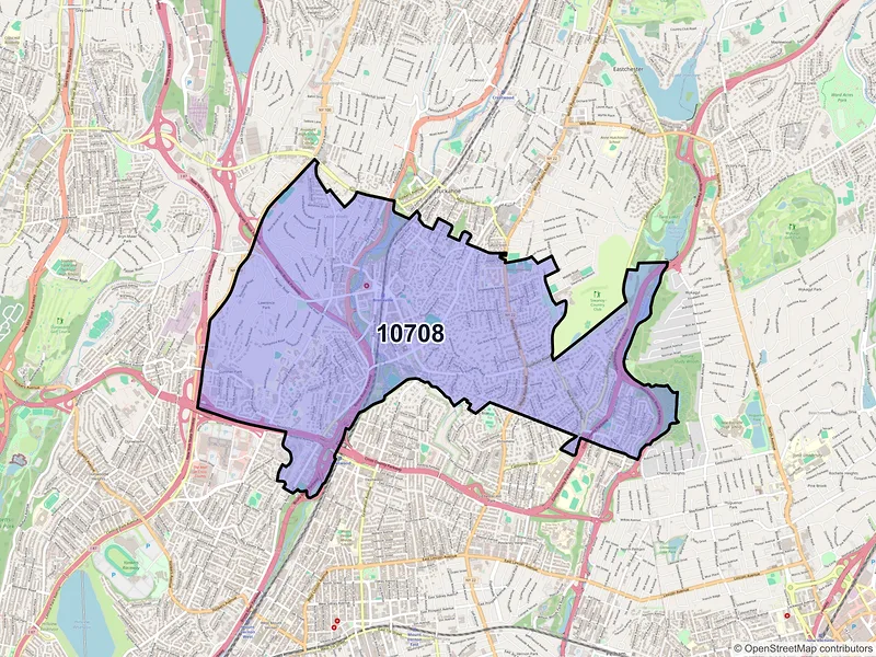 Map of ZIP Code 10708 — Bronxville, NY