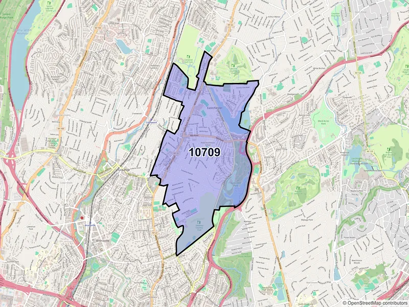 Map of Eastchester, New York and ZIP codes