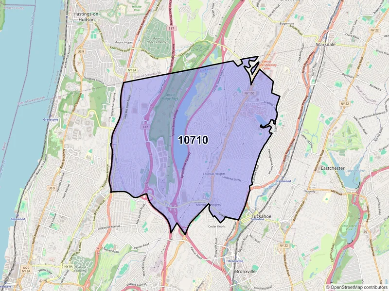 Map of ZIP Code 10710 — Yonkers, NY
