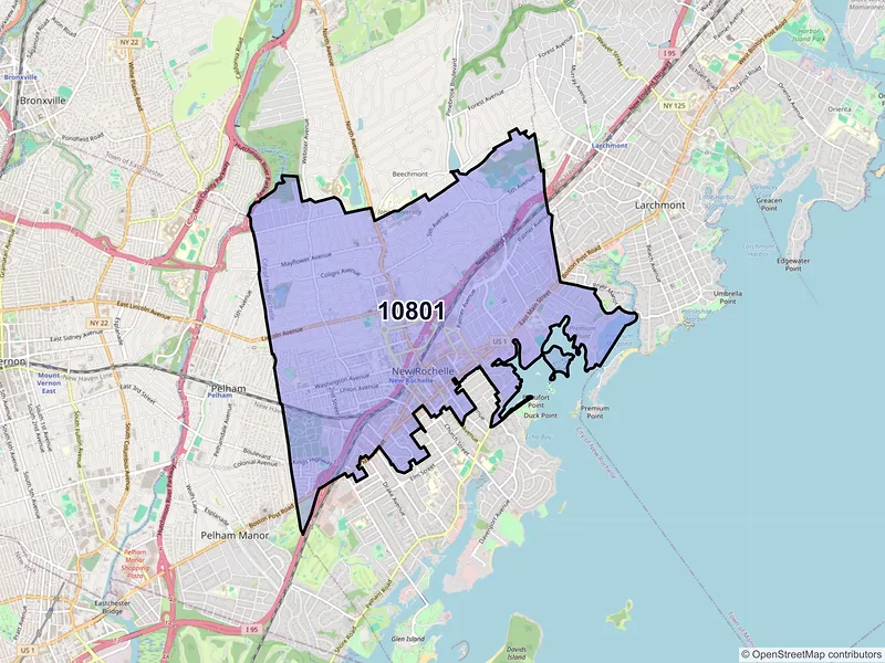 Map of ZIP Code 10801 — New Rochelle, NY