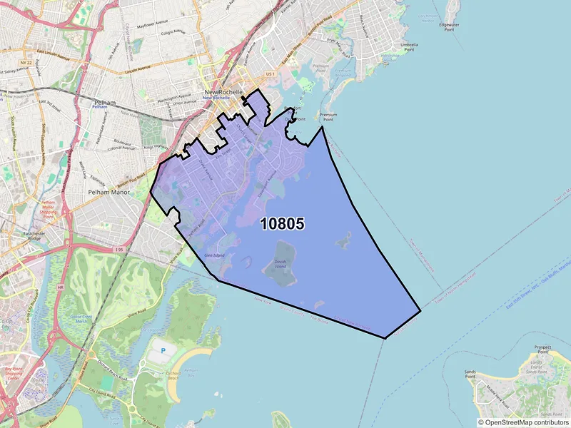 Map of ZIP Code 10805 — New Rochelle, NY