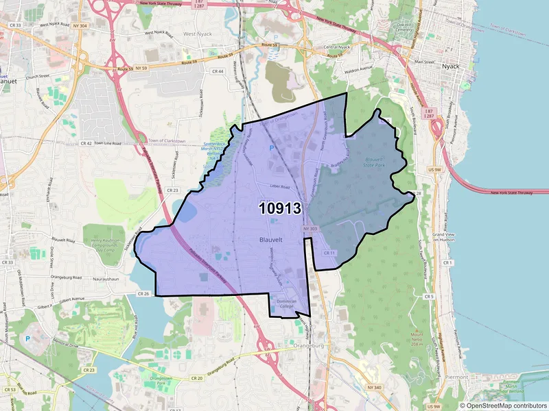 Map of ZIP Code 10913 — Blauvelt, NY