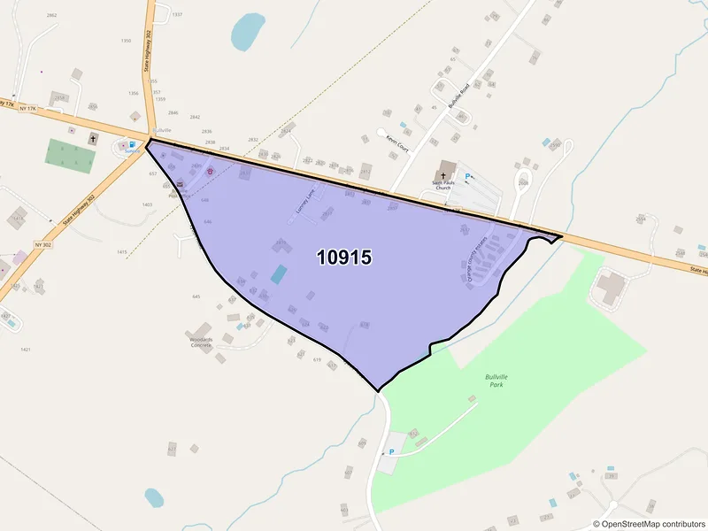 Map of Bullville, New York and ZIP codes