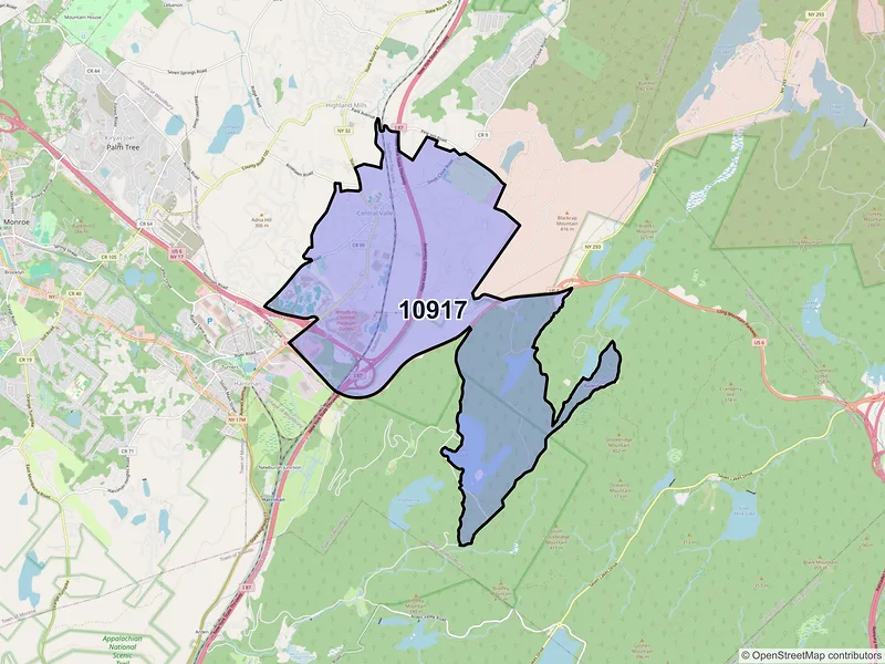 Map of ZIP Code 10917 — Central Valley, NY