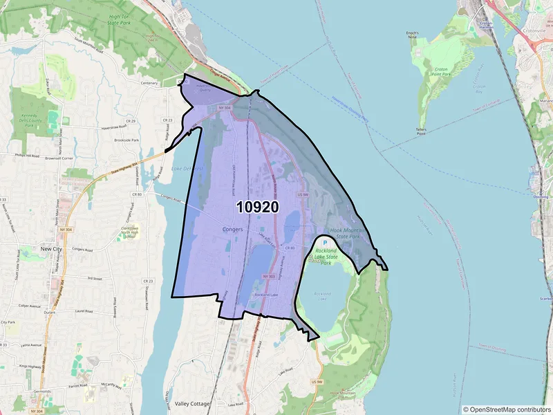 Map of Congers, New York and ZIP codes