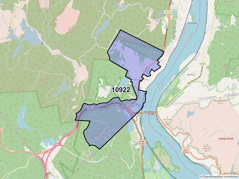 Map of Fort Montgomery, New York and ZIP codes