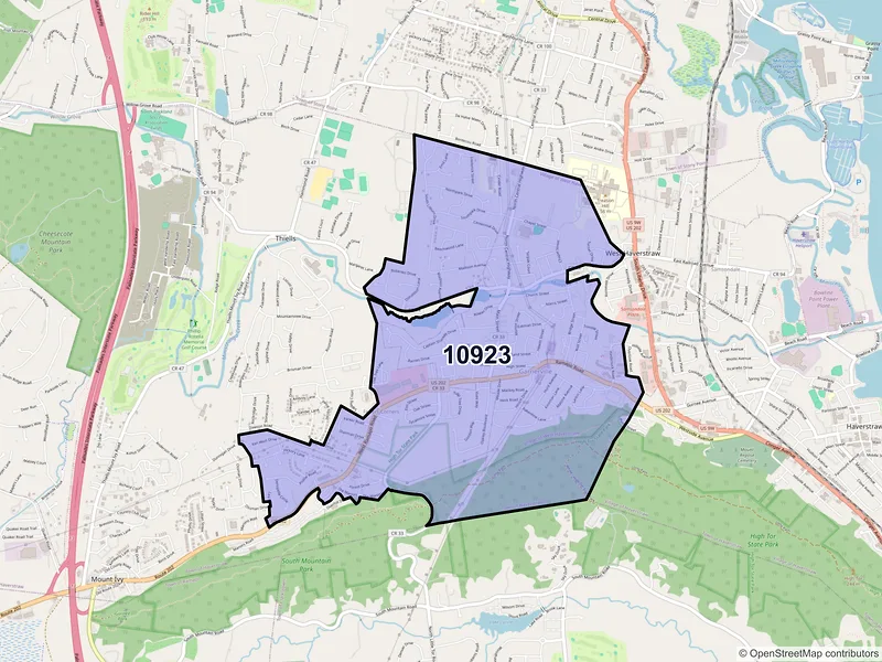 Map of ZIP Code 10923 — Garnerville, NY