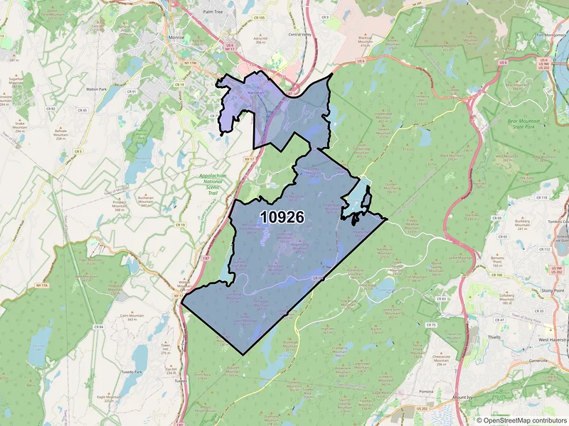 Map of ZIP Code 10926 — Harriman, NY