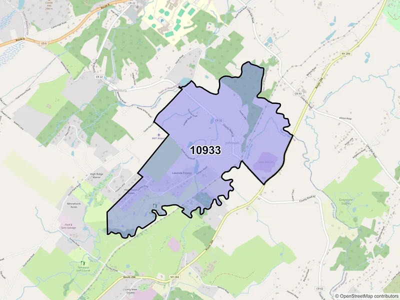 Map of Johnson, New York and ZIP codes