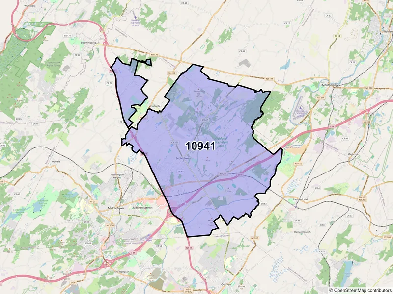 Map of ZIP Code 10941 — Middletown, NY