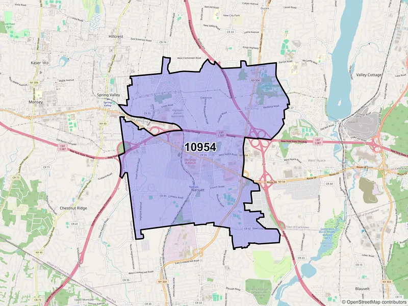 Map of ZIP Code 10954 — Nanuet, NY