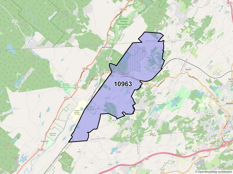 Map of ZIP Code 10963 — Otisville, NY