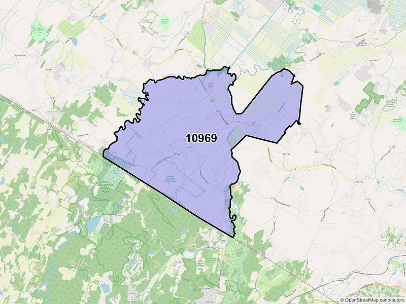 Map of ZIP Code 10969 — Pine Island, NY