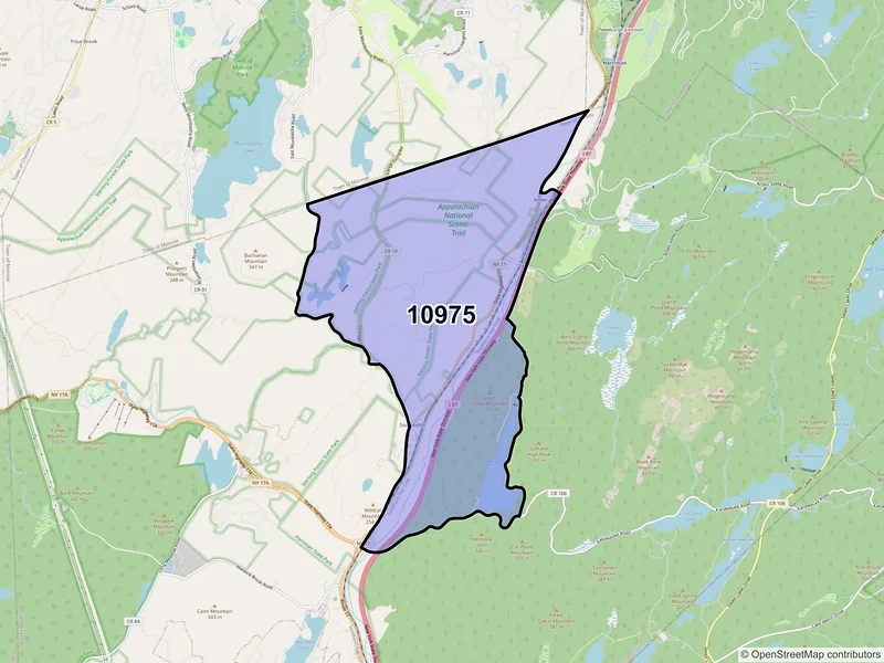 Map of ZIP Code 10975 — Southfields, NY