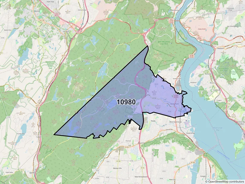 Map of Stony Point, New York and ZIP codes