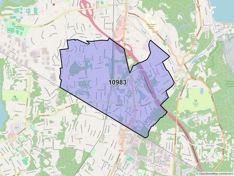 Map of ZIP Code 10983 — Tappan, NY