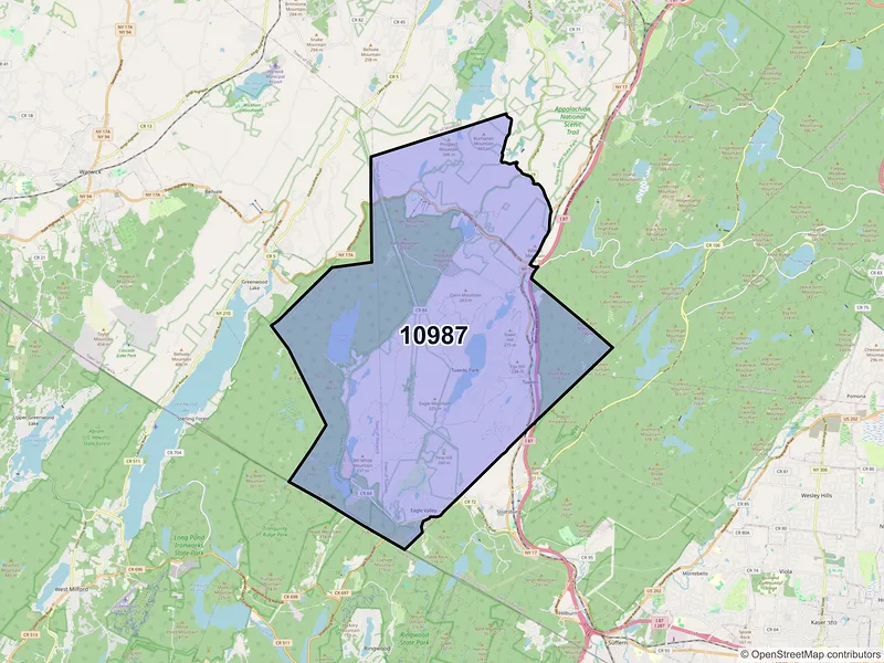 Map of ZIP Code 10987 — Tuxedo Park, NY