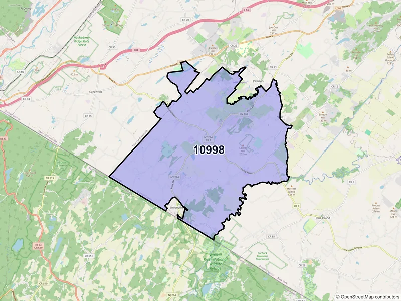 Map of ZIP Code 10998 — Westtown, NY
