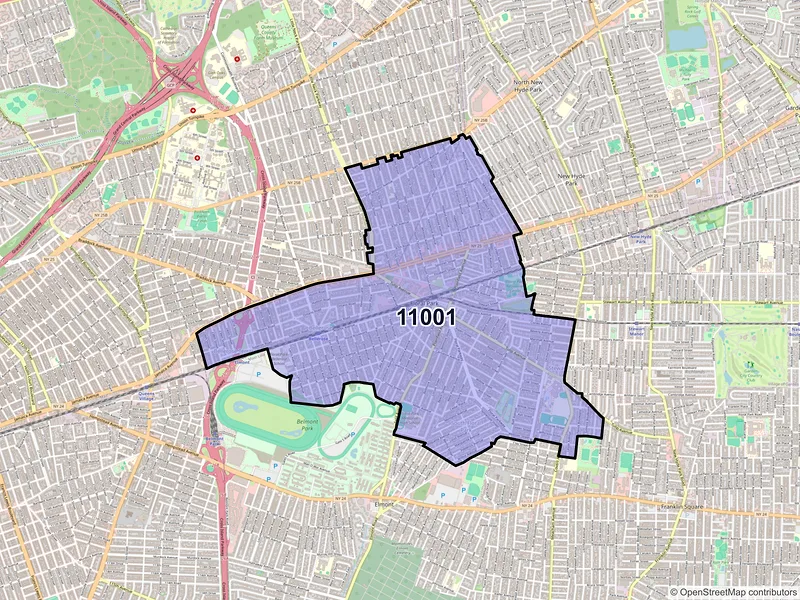 Map of ZIP Code 11001 — Floral Park, NY