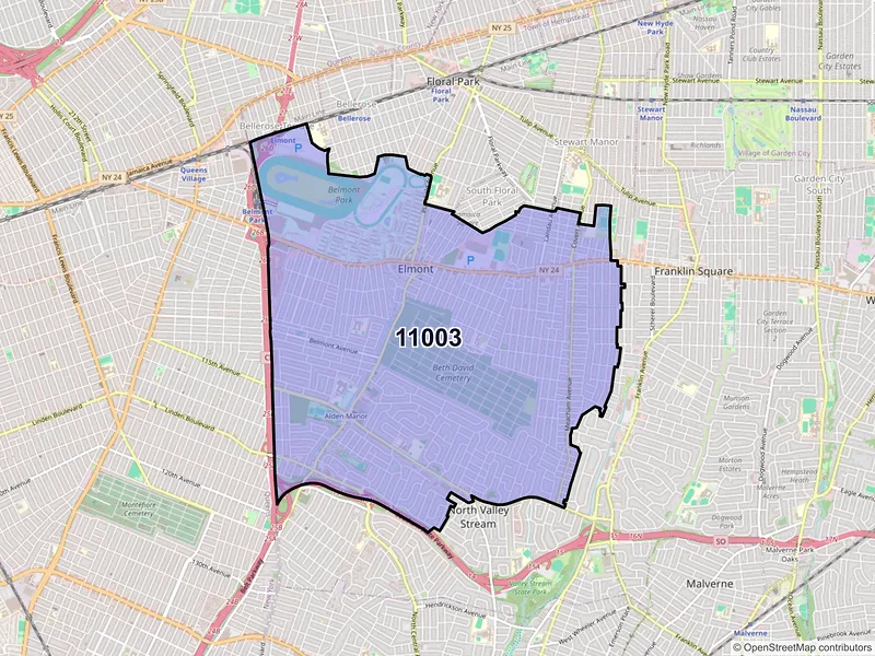 Map of ZIP Code 11003 — Elmont, NY