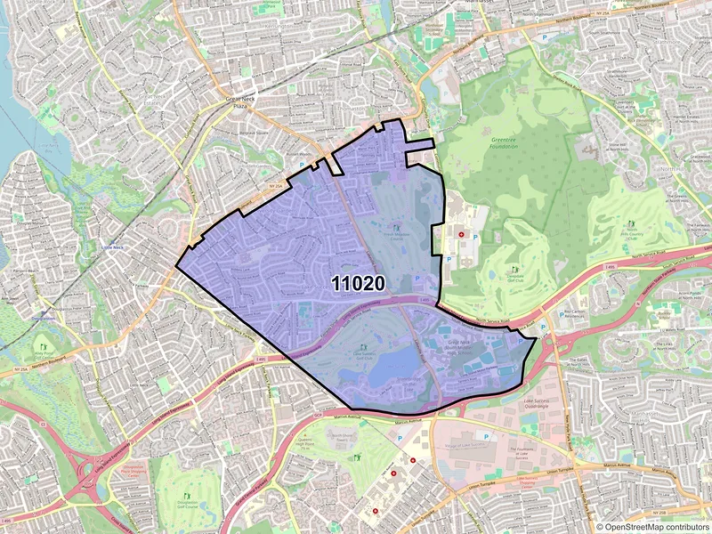 Map of ZIP Code 11020 — Great Neck, NY