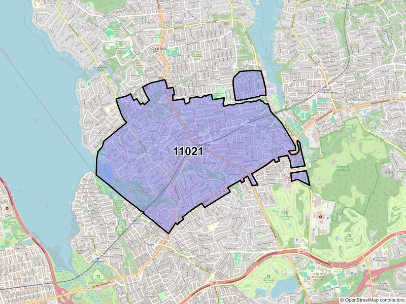 Map of ZIP Code 11021 — Great Neck, NY