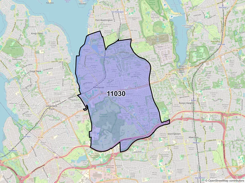 Map of ZIP Code 11030 — Manhasset, NY