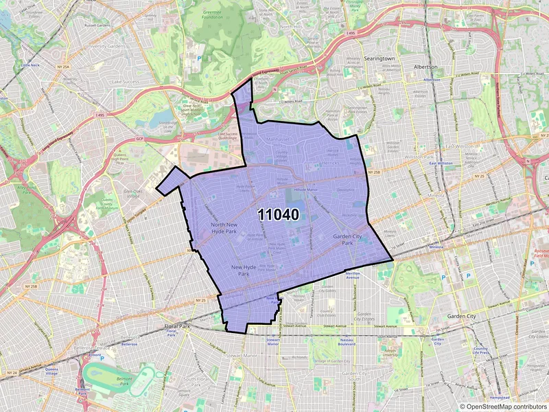Map of ZIP Code 11040 — New Hyde Park, NY