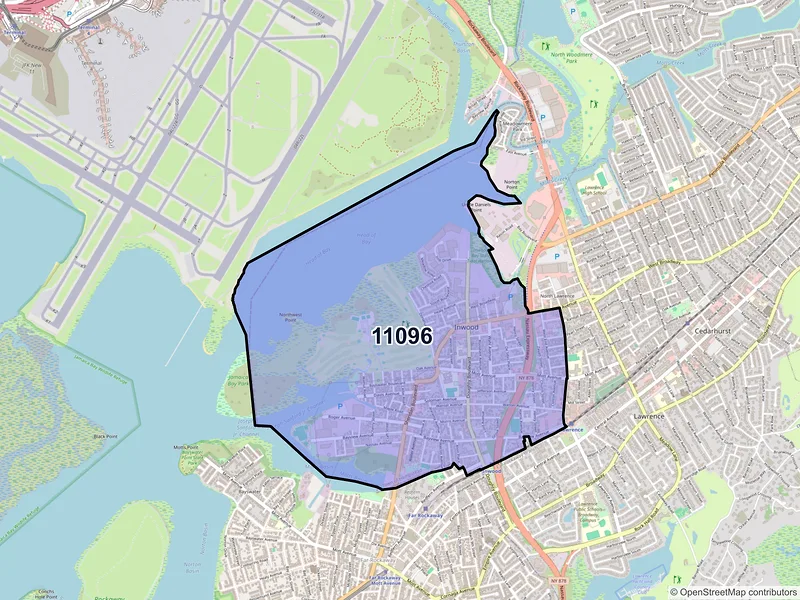 Map of Inwood, New York and ZIP codes
